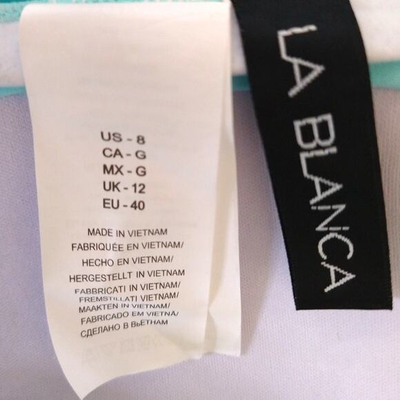 La Blanca Ruffle Bandeau One Piece Swimsuit Seafoam size 8 - Picture 3 of 9